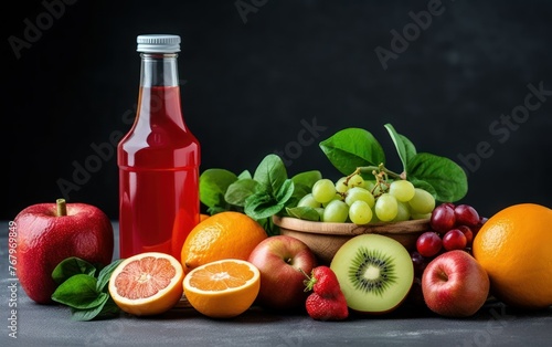diet concept of food on gray background