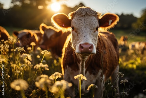 Quiet cow grazing in Campo Verde., generative IA