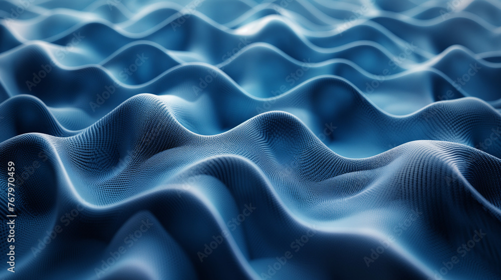 Obraz premium Three dimensional render of blue wavy pattern.