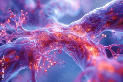 A close - up 3D rendering of a tumor affecting the airways in the lungs  emphasizing the complexities of respiratory tumors