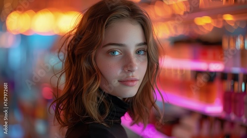 Woman With Long Blonde Hair Wearing Scarf