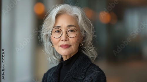 Woman With Glasses and Orange Scarf