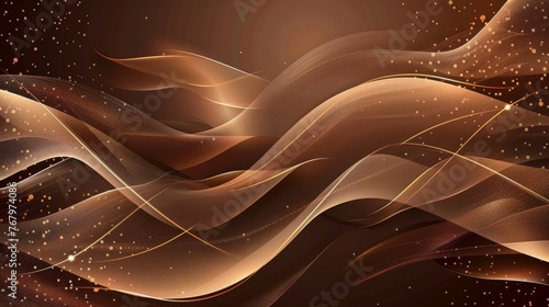 Luxury light brown abstract background combine with golden lines element. photo