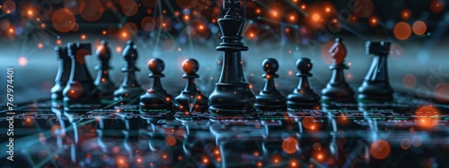 A knight chess piece standing guard on a digital board, symbolizing strategic defense planning in cybersecurity.