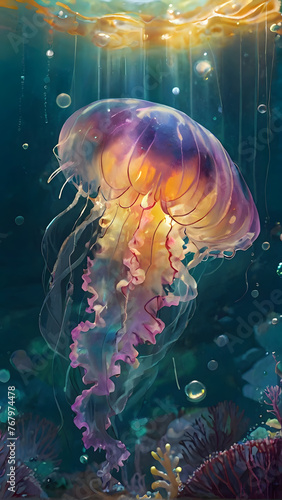 Underwater World: Fish and Jellyfish in Aquarium