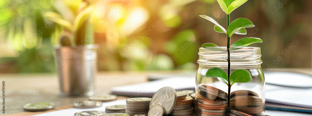 Sustainable Financial Growth Concept with Plants and Coins
Sustainable Financial Growth Concept with Plants and Coins