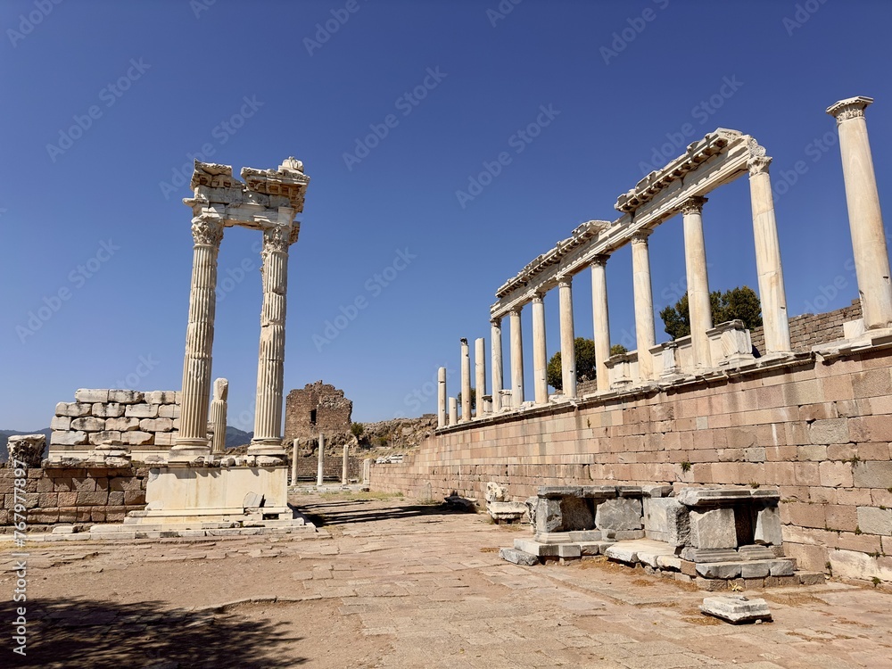Scenic shot of ancient  architecture on a sunny day in Ancient City, Izmir, Turkey