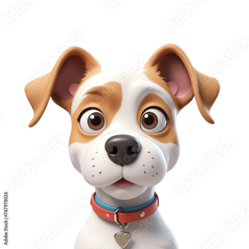 3d rendering of cartoon dog on Isolated transparent background png. generated with AI