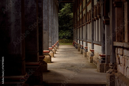 Scenic view of an old corridor of Pengzhou Experimental Primary School, China photo