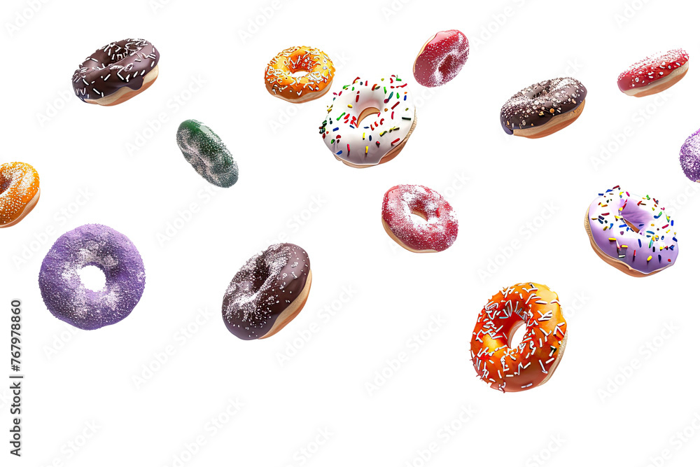 dougnuts floating on the air cutout, png isolated transparent background dougnuts floating on the air cutout, png isolated transparent background