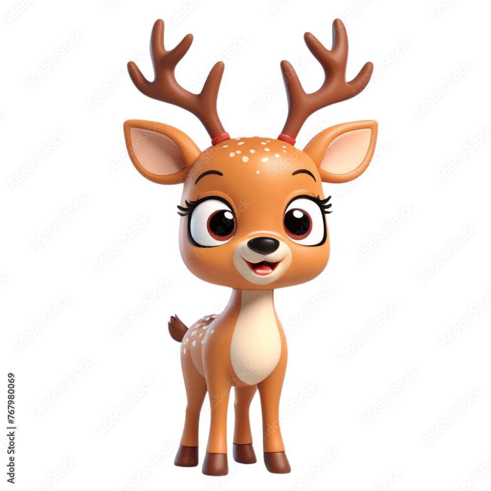 3d rendering of cartoon deer on Isolated transparent background png. generated with AI 3d rendering of cartoon deer on Isolated transparent background png. generated with AI
