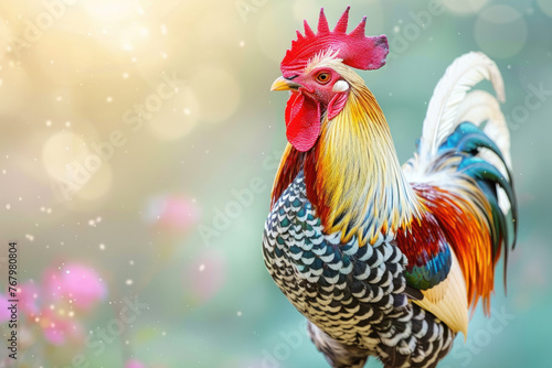 Majestic Sunrise with Rooster, Easter time, Spring is coming,  Cute design
