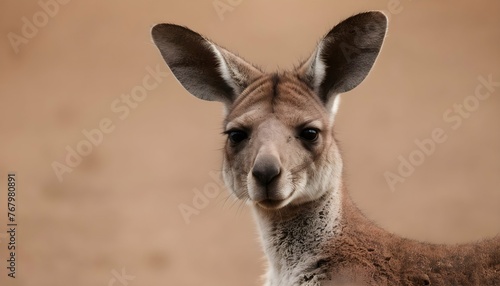 A Kangaroo With Its Ears Flattened Against Its Hea photo