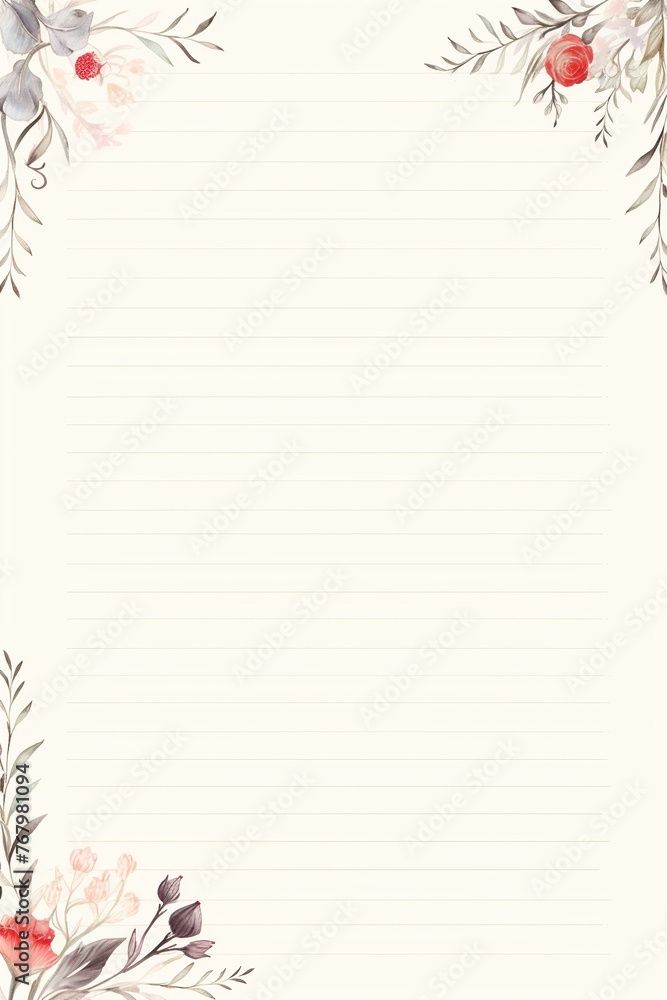 A close up of a note paper with a floral border
