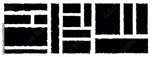 Trending jagged rectangles. A grunge sheet of paper template for a banner, collage, or design. Vector illustration isolated on a white background.