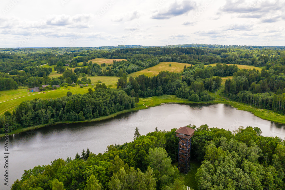 Fototapeta premium Korneti observation tower in Veclaicenes parish, Aluksne county, Latvia
