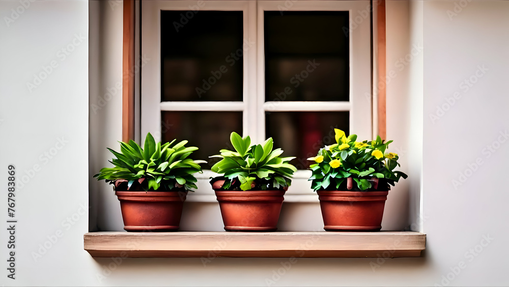 Window, flowers, frame, illustration, Vector,home, decoration, wood, glass, light, wall, architecture, pot, plants,  , Window with flowers,  ,window with flowers in pots, background, wallpaper