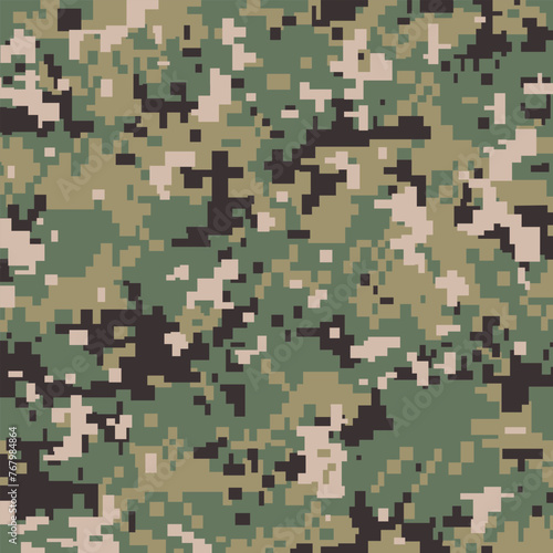 Pixelated mimetic camouflage background. Seamless Tileable Pattern. Vector illustration. photo