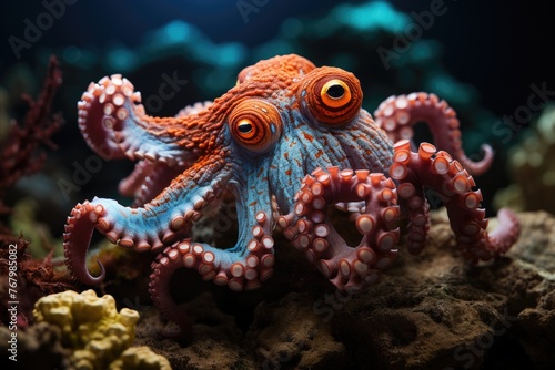 Marine octopus in color and shape show., generative IA © JONATAS