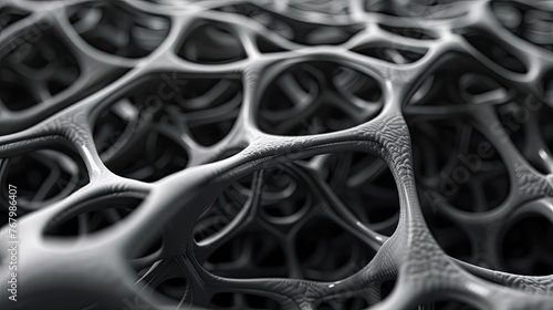 3D abstract pattern of interwoven fibers creating a dense network with depth and texture