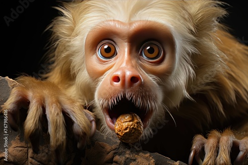 Capuchin monkey breaks fruit shells., generative IA © JONATAS