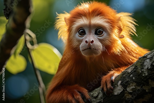Red monkey vocalizes powerfully in its territory., generative IA © JONATAS
