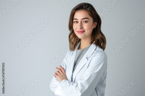 Professional Portrait of Smiling Female Doctor with Arms Crossed