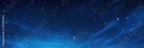 A view of the night sky revealing stars scattered amidst fluffy white clouds on a serene blue backdrop