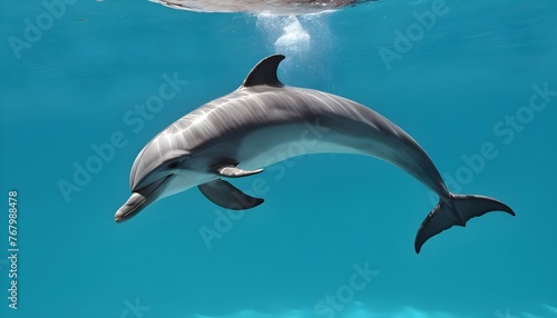 A Dolphin Spinning Around In Circles Underwater © Khadim