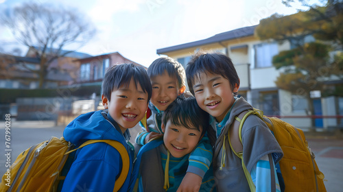 Tapety artystyczne 日本人の男子小学生の友達同士を撮影した様子
