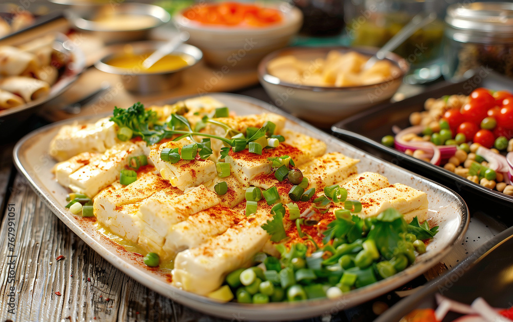 Gourmet pan-fried tofu,created with Generative AI tecnology. Gourmet pan-fried tofu,created with Generative AI tecnology.