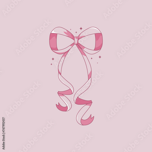 cute coquette style pink bow illustration