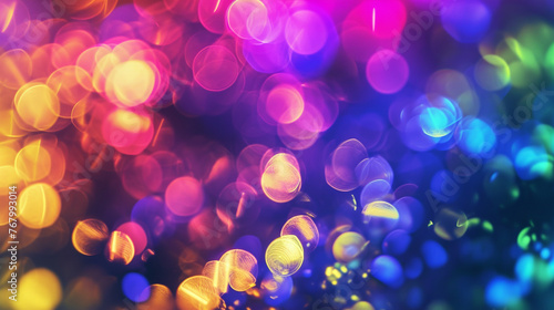 Rainbow colorful shiny defocused abstract lights. Generative Ai © Witri