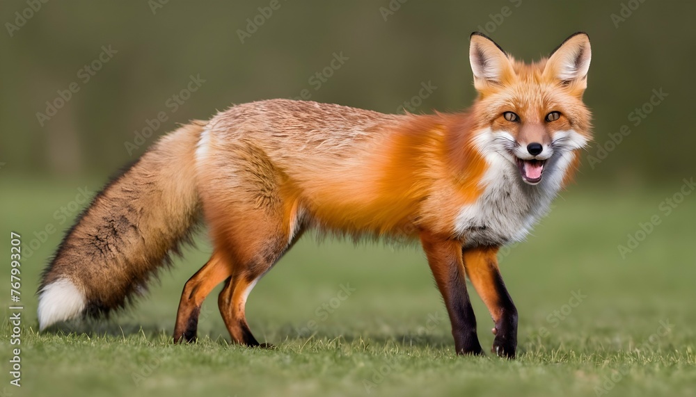 A Fox With Its Tail Wagging In Greeting