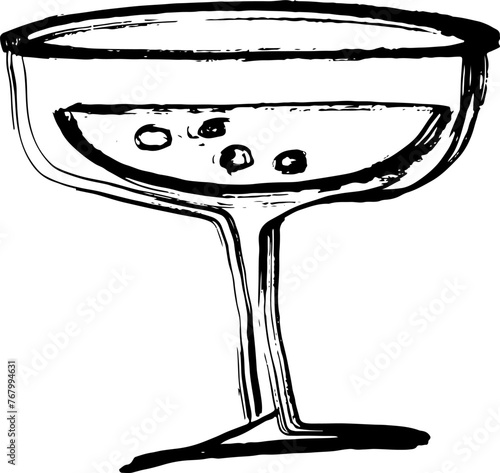 Dry Brush Glass of Champagne Grunge Icon