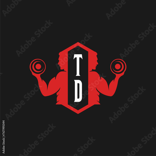 TD initials fitness sport gym logo design vector