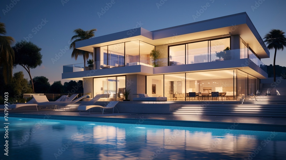 A photo of a Clean-Lined Modern Mansion