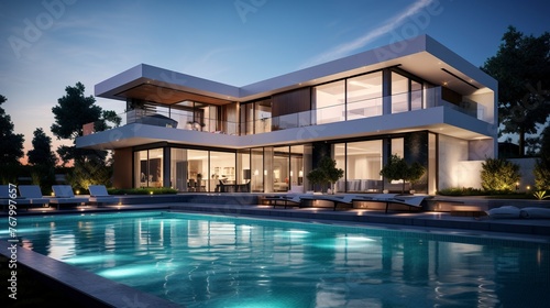 A photo of a Clean-Lined Modern Mansion © Xfinity Stock