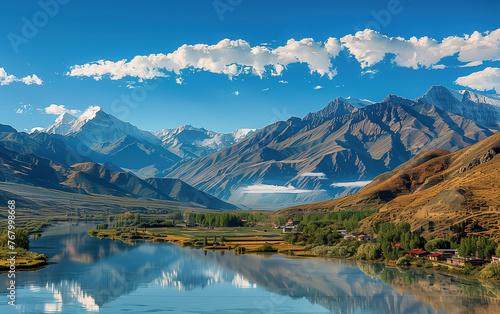China Tibet landscape scenery,created with Generative AI tecnology.