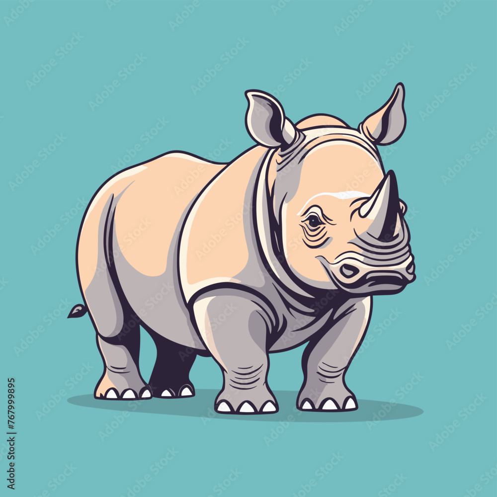 Cute rhino artwork vector illustration