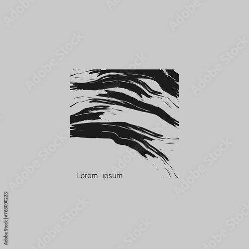 element for a logo in the shape of a square made of abstract black grunge lines with space for the company name, slogan