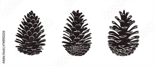 Set Pinecone silhouette on white background vector pine cones silhouette logo designs isolated on white background © Bodega