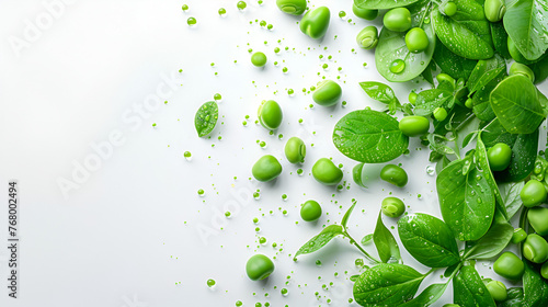 Green peas isolated on white with copy space  generative ai