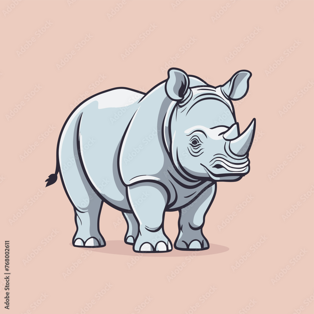 Rhinoceros simple style flat cartoon illustration vector design