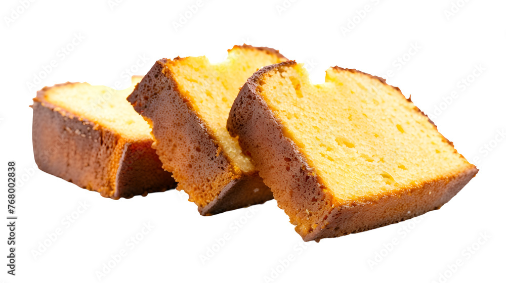 Slices of a Plain Vanilla Cake Isolated on a Transparent Backdrop - PNG Cutout