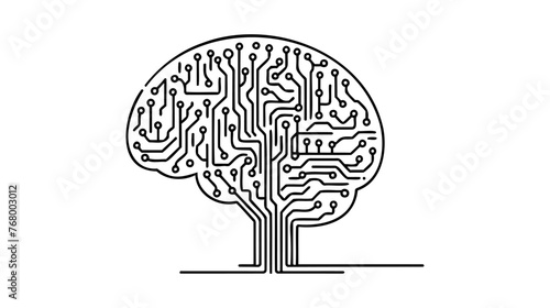 An abstract illustration of an electronic circuit board brain in profile, ai artificial intelligence concept.
