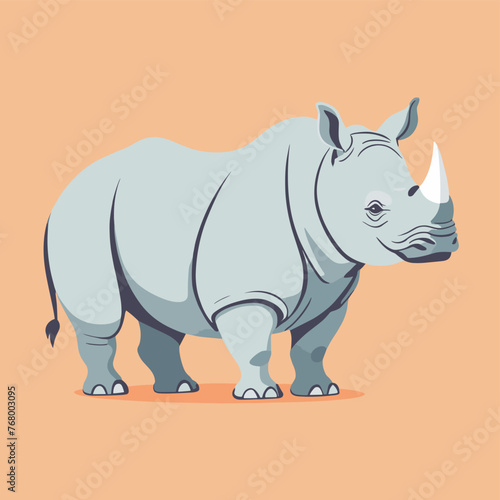 Rhinoceros simple style flat cartoon illustration vector design