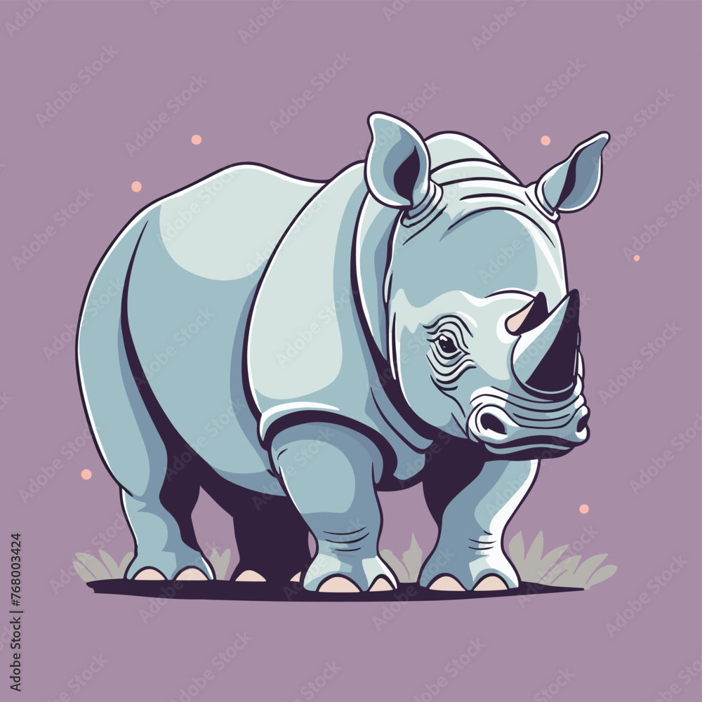 Rhinoceros simple style flat cartoon illustration vector design