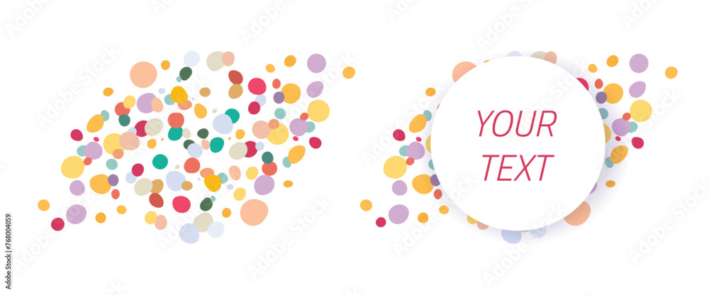 Circle blobs dots shapes text frame element vector graphic illustration, abstract color round bubbles messy pattern for copy space logo decoration background for party poster flyer modern design image Circle blobs dots shapes text frame element vector graphic illustration, abstract color round bubbles messy pattern for copy space logo decoration background for party poster flyer modern design image