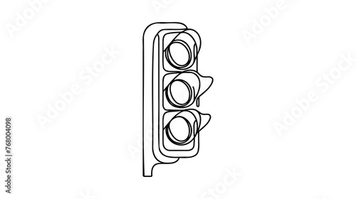 Continuous one line drawing of traffic lights with poles to regulate vehicle travel at road intersections. There are red, yellow, green lights. Single line draw design vector graphic illustration.